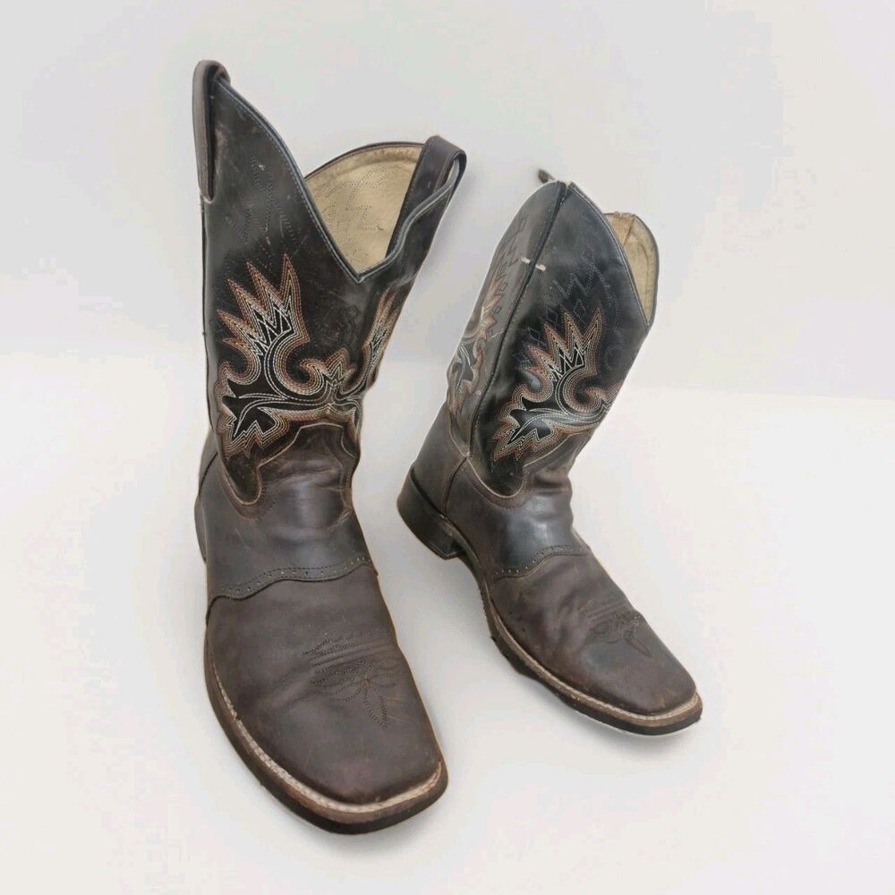 DOUBLE H Western Boots Men's Size 13EE Cowboy Brown Leather Square Toe DH3258